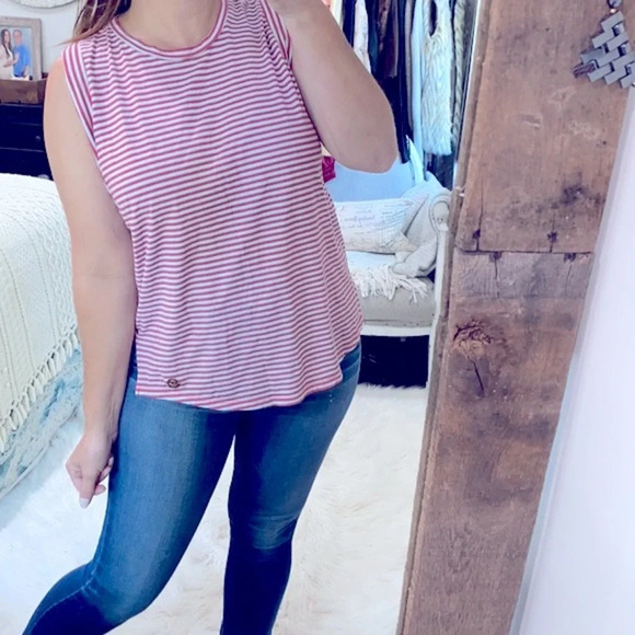 Michael Kors red & white striped top size XLarge - Picture 1 of 5